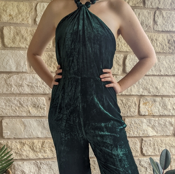 VELVET HOLIDAY JUMPSUIT - Picture 1 of 2